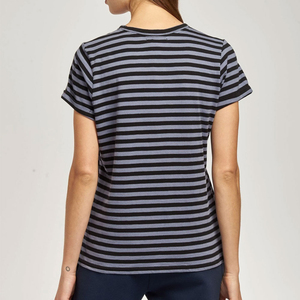 เสื้อยืดผู้หญิงพิมพ์ลายทางเสื้อยืด100% แขนสั้นผ้าฝ้าย - Product Image 2