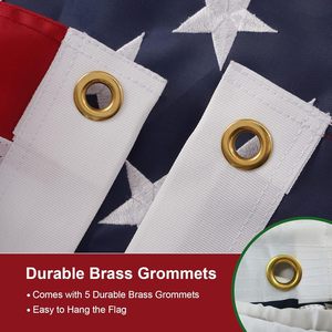 Drapeau américain de luxe USA TOP FLAGSINC, 15x25 pieds, pour extérieur, en nylon robuste, étoiles brodées, avec cordons, double couture - Product Image 4