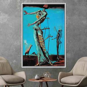 Surreal Elegance: Dali's Burning Giraffe Printed Canvas Artwork,WHITE <b>FRAMED</b> CANVAS - Product Image 1