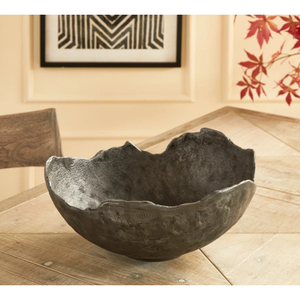 Bol de service décoratif gris foncé de style classique en aluminium fini à la main avec technique polie Bols de forme organique à bas prix - Product Image 1