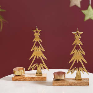 High Quality Metal Gold Christmas Tree Wooden Base <b>Tea</b> <b>Light</b> Holder For Home Decoration in Best Price - Product Image 6