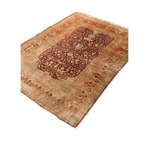 พรมไหมถักมือสีน้ำตาลเบจ Gulmarg รุ่น Paem-1123 ลายวิสโคสเมดัลเลียน สำหรับปูพื้นบ้าน รูปทรงสี่เหลี่ยมผืนผ้า เหมาะสำหรับห้องโถง ห้องนั่งเล่น - Product Image 2