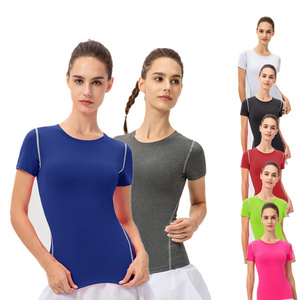 OEM Logo Quick Dry Tight Gym Fitness Running Ladies camiseta alta elasticidad 85% poliéster 15% Spandex camiseta para hombres - Product Image 1