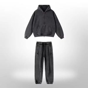ชุดวอร์มผู้ชายสำหรับฤดูหนาว สไตล์สตรีทแวร์ มีฮู้ด ผ้าถักน้ำหนัก 300 กรัม แห้งเร็ว ระบายอากาศได้ดี ผลิตจากผ้าฝ้าย 100% สำหรับผู้ใหญ่ ขายส่ง - Product Image 1
