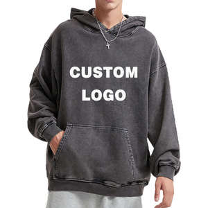 Streetwear blanc lourd lavé 500 Gsm Stonewash Hoodie fabricant surdimensionné lavage à l'acide personnalisé sweats à capuche pour hommes - Product Image 6