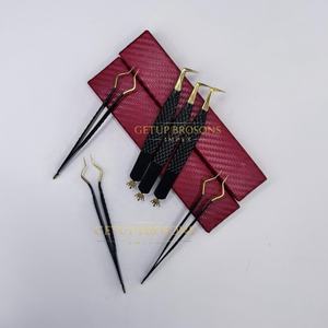 GETUP BROSONS IMPEX - Pestañas Antiestáticas de Acero Inoxidable de 90 Grados, Color Negro Liso con Punta Dorada y Diseño de Corona Recortada, 10 mm - Product Image 2