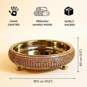 Aluminum with Designer Gold Leave Design Metal Serving Bowl Salad Serving <b>Dinnerware</b> Food Bowl Home & Kitchen Items - Product Image 3