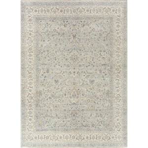 Alfombra de Lana Anudada a Mano en 3D Erbe, Diseño Rectangular con Medallón Azul y Patrón Abstracto para Sala de Estar - Modelo Skwl-549 - Product Image 1