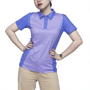 Women's Color Blocked <b>Short</b> <b>Sleeve</b> Polo Shirt Regular Fit Casual Quick Dry Knitted 100 Polyester - Product Image 1
