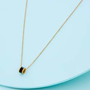 Collar de Cadena de Aleación de Zinc con Ónix Geométrico - Estilos Únicos: Cruz, Flor, Luna, Mariposa, Corazón y Más! - Product Image 1