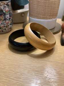 Women's Classic Wooden Cuff <b>Bangle</b> <b>Bracelet</b> with Imitation Pearl Round Shape Smooth Finish for Party Occasions - Product Image 4