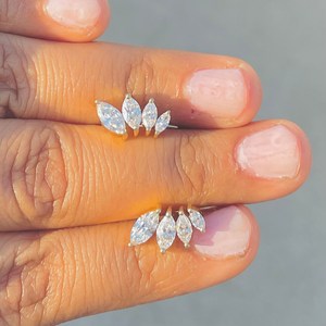 Boucles d'oreilles en diamant de laboratoire en or 14 carats de 1.05 ct Boucles d'oreilles en or massif avec diamant pour un anniversaire de fiançailles ou un cadeau de mariage pour elle - Product Image 4