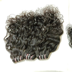 Jerry Hair Exports 100% Pure Virgin Brazilian Hair Bundles Onda de agua 12 pulgadas Máquina Doble trama Todos los colores Adecuado bajo - Product Image 1