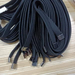 Custom Flat Hoodie Drawcord Lace Braided Cotton Polyester Rope Tipped Hoodie <b>Drawstring</b> with Metal Silicone Trip for Clothes - Product Image 3