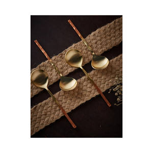 Cuillère à Dessert personnalisée professionnelle avec poignée incrustée d'os avec cuillère à dîner plaquée nickel cuillère en laiton massif - Product Image 3