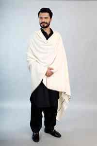 Men Winter Wool <b>Shawl</b> Soft Warm Breathable 300g Traditional Solid Color Classic <b>Wrap</b> Middle Eastern Design - Product Image 2