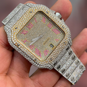 Haut de gamme luxe Bling plein diamant montre VVS Moissanite Hip Hop glacé acier inoxydable mécanique analogique ETA carré à la mode - Product Image 3