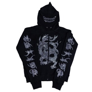 Sudaderas con capucha con diamantes de imitación personalizadas 100% algodón Color puro liso con cremallera invierno Unisex Rhinestone gimnasio polar cremallera completa, calle - Product Image 1