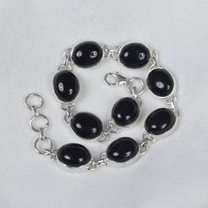 Bracelet en argent sterling onyx noir réglable fait à la main Bijoux en pierres précieuses Pierre naturelle Bracelet en argent Cadeau - Product Image 1