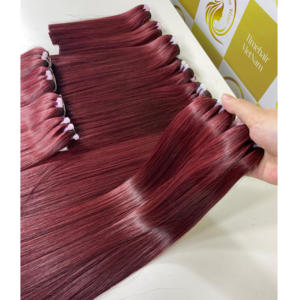 Perruques en cheveux humains de qualité supérieure, dentelle frontale vietnamienne Remy, couleur bordeaux, trame HD transparente, personnalisables, pour femmes noires - Product Image 1
