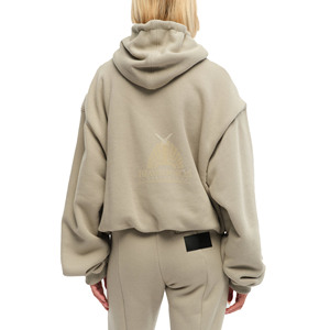 Ensemble de jogging surdimensionné à capuche pour femmes personnalisé pour l'hiver décontracté solide pull-over survêtement évasé pantalon de survêtement de couleur unie - Product Image 3