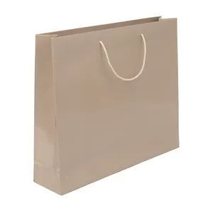 意大利制造高品质奢华光泽双涂层纸袋54*13*45鸽子灰色购物袋服装零售礼品包装