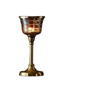 <b>Antique</b> Gold Luxury Metal Candle Jar with Elegant Golden Candle Holder Classic Designer Home Decor for Weddings Lighting - Product Image 1