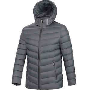 Chaquetas Acolchadas con Capucha para Hombre, Color Gris, Alta Calidad OEM, 100% Poliéster, Relleno de Algodón, Estilo con Cremallera - Product Image 2