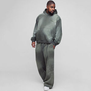 Conjunto de Chándal Deportivo con Capucha, Estampado, Lavado Ácido, Corte Regular, Transpirable, para Gimnasio y Deportes, Invierno - Product Image 1