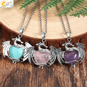 CSJA Amuletos de Joyería de Moda Ojo de Tigre Cuarzo Rosa Amatistas Dragón Corazón Piedra Natural Real Colgante Cristales Collares H289 - Product Image 4