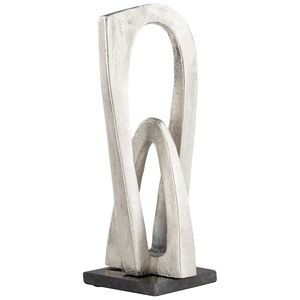 Escultura moderna de aluminio para decoración del hogar con diseño abstracto y atractivo artístico con acabado de metal pulido - Product Image 1
