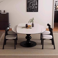 Table à manger extensible en bois massif de style chinois moderne avec 4 chaises, plateau en pierre durable, mobilier de maison pour usage hôtelier