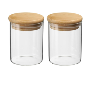 Botellas de tarros transparentes Uso de cocina casera Frascos de almacenamiento transparentes con tapas de madera de alta calidad - Product Image 5