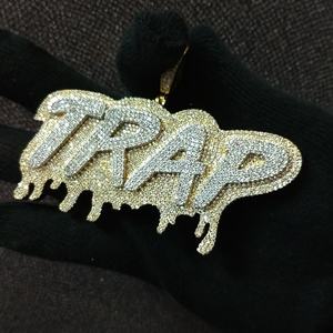 Personalizado 14K chapado en oro blanco VVS Real Moissanite colgante con corte princesa estilo Hip-Hop - Product Image 4