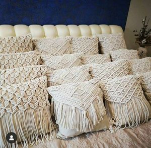 Funda de cojín de macramé vintage, almohada retro de ganchillo para decoración del hogar para hoteles - Product Image 1