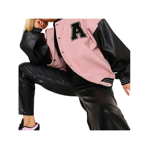 Hot Sell New Stylish Embroidery Leather Sleeves Letterman <b>Jacket</b> Women's Casual High Quality <b>Baseball</b> <b>Jacket</b> 2025 - Product Image 6