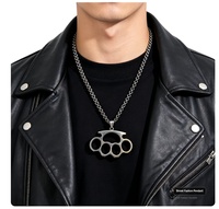 Collier pendentif en alliage de fer et de zinc, style punk multicolore, pour homme, motif poing de boxeur, bijoux de motard et hip-hop pour soirée, étanche, expédition immédiate