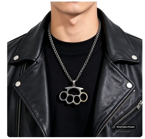 Collar con Colgante de Nudillo de Aleación de Hierro y Zinc, Estilo Punk, Multicolor, para Hombre, Listo para Enviar, Joyería Impermeable para Motociclistas y Fiestas Hiphop - Product Image 2