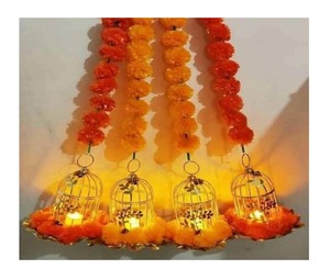 Guirnalda Decorativa de Caléndulas Colgante con Portavelas de Jaula de Pájaro para Decoración de Diwali, Año Nuevo y Bodas, Decoración de Entrada de Casa - Product Image 3