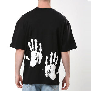 100% coton Streetwear Anti-rides écologique impression numérique solide T-Shirt hommes femmes surdimensionné col rond poids lourd haut - Product Image 5