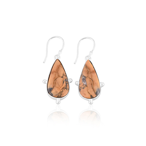 Boucles d'oreilles classiques en jaspe Malinga, plaquées argent, en laiton, pendantes, style tendance, boucles d'oreilles en laiton pour mariages et fêtes - Product Image 1