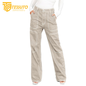 Pantalon cargo taille haute pour femme Jeans en denim taille haute élégants - Product Image 3