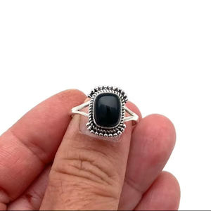 925 argent Sterling noir Onyx pierre précieuse bague bijoux à la main en argent Boho Style bague bijoux pour femmes cadeau de mariage pour femme - Product Image 1