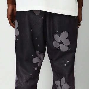 Custom Luxury Fleece Mid Waist Street Flared Heavyweight Drawstring Closure Sweatpants Screen Printed Stacked Flare <b>Joggers</b> - Product Image 3