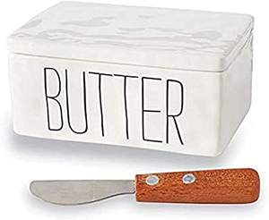 Handmade Square Shape <b>Butter</b> <b>Dish</b> Stainless Steel Cheese Serves <b>Dishes</b> White Color With Knife Holder Kitchenware Accessories - Product Image 1