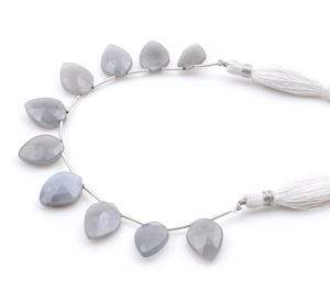 Perles de pierre de lune grises à facettes brins de pierres précieuses naturelles rondes polies en vrac pour bracelet et collier - Product Image 2