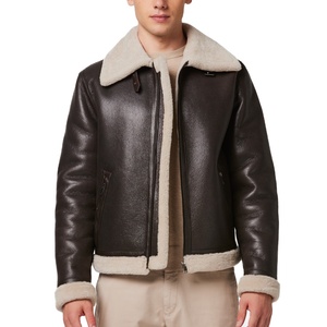 Chaqueta Bomber para Hombre, de Piel de Oveja, Cuero Genuino, Delgada, Cortavientos, Transpirable, para Invierno - Product Image 1