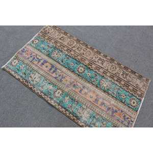 Alfombra Vintage de 2.7x4.6 pies, Alfombra Turca Pequeña, Alfombra Floral Azul Marrón - Product Image 3