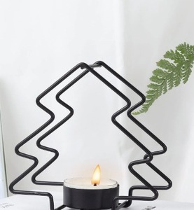 Tableware <strong>Candle</strong> Stand Metal <strong>Wire</strong> Customize Christmas <strong>Tree</strong> Design <strong>Candle</strong> <strong>Holder</strong> Elegant Black Tealight <strong>Candle</strong> <strong>Holder</strong> for Home