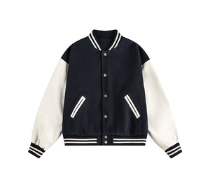 Veste pour hommes, veste à surpiqûres à couleurs bloquées, manteau classique, décontracté, polyvalent, sportif, rétro pour hommes - Product Image 3